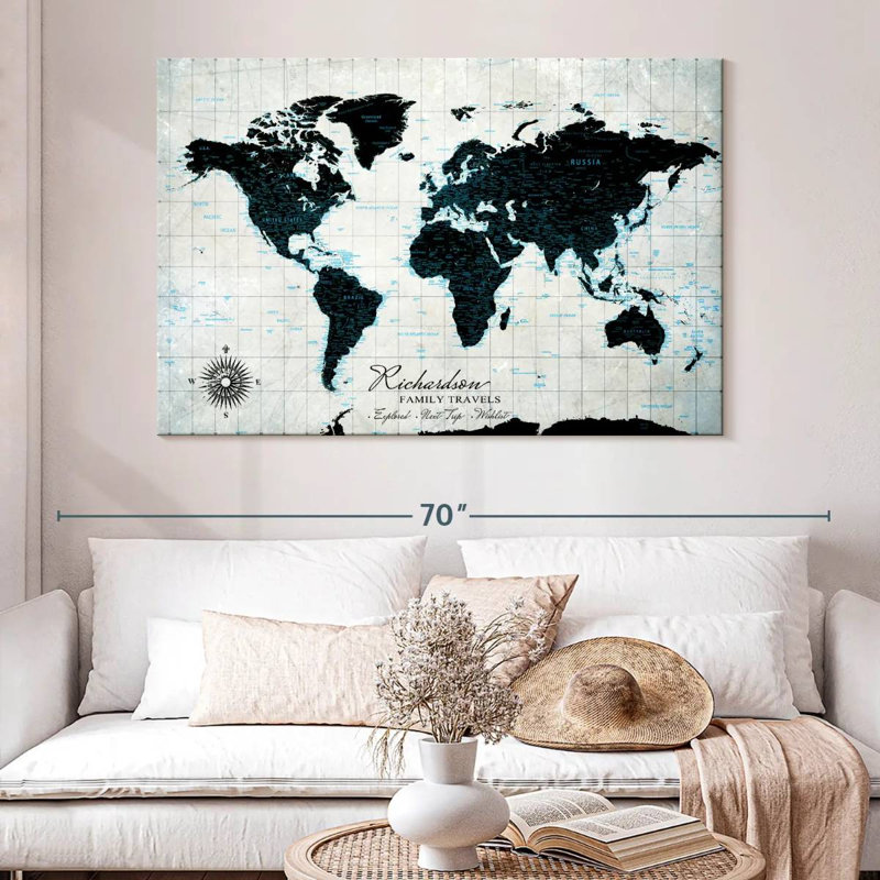 Carte du monde personnalisée, H 24 po x l 36 po, Oui