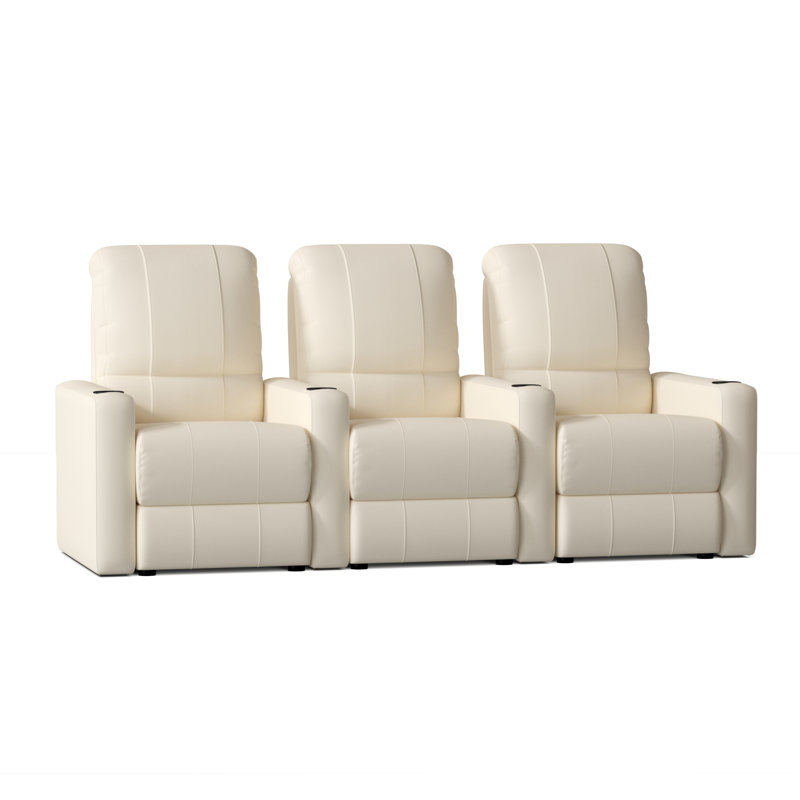 Upholstered Home Theater Seating with Cup Holder, Luxe Polar, Manual