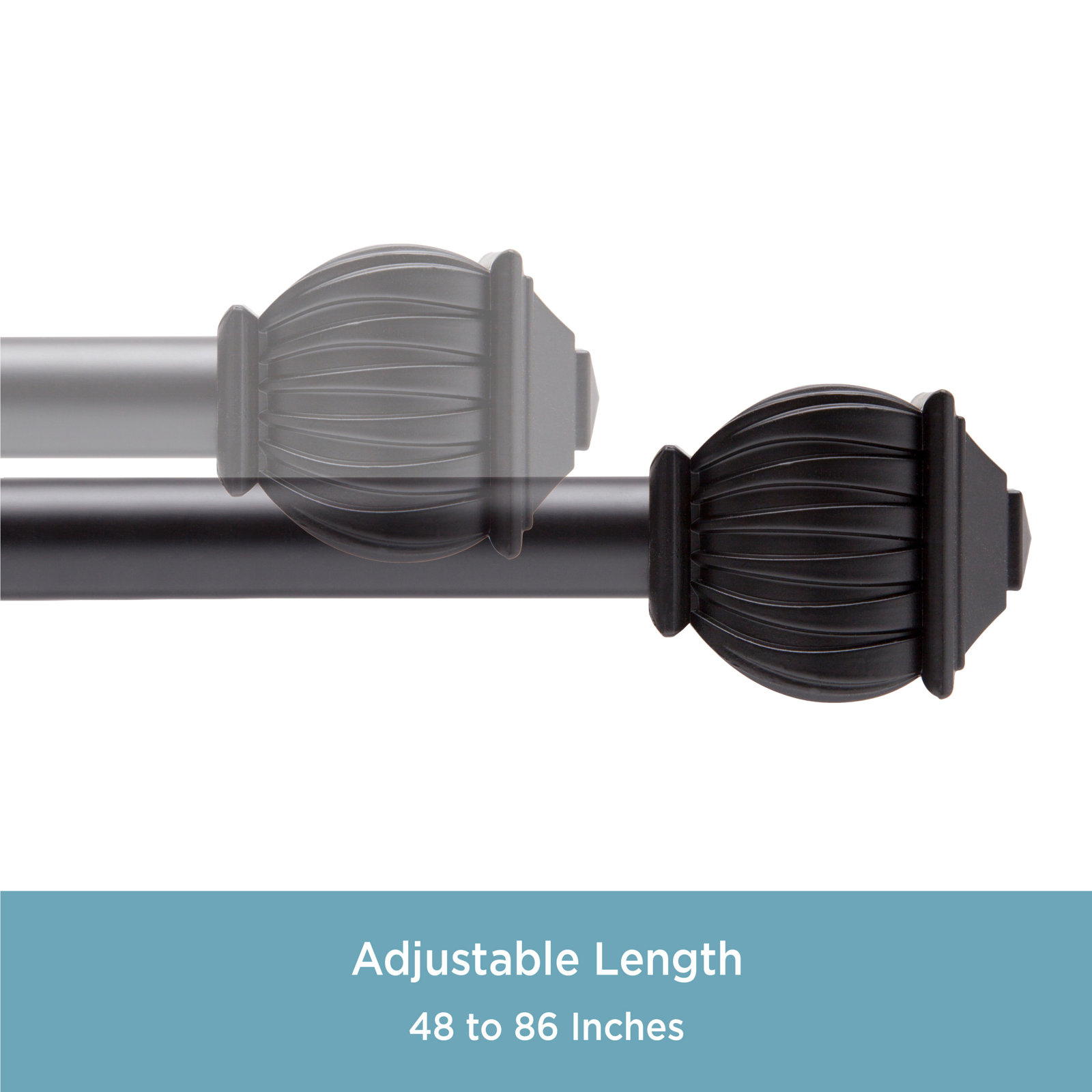 Lowri Beckett Standard Curtain Rod, Black, 48" - 86"