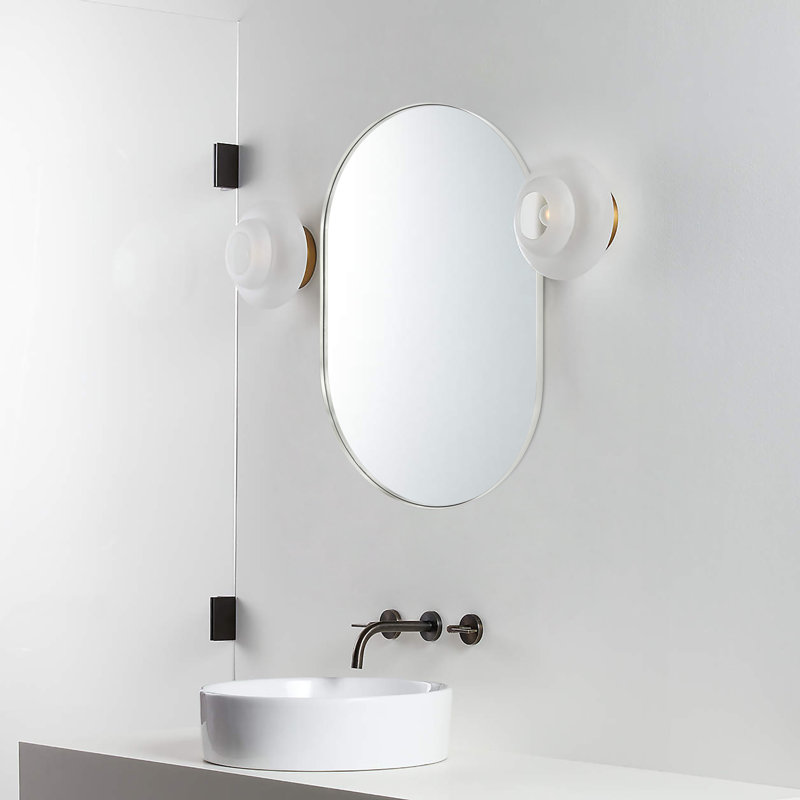 Cristos Oval Stainless Steel Wall Mirror, Brushed Nickel, 30" H x 20" W