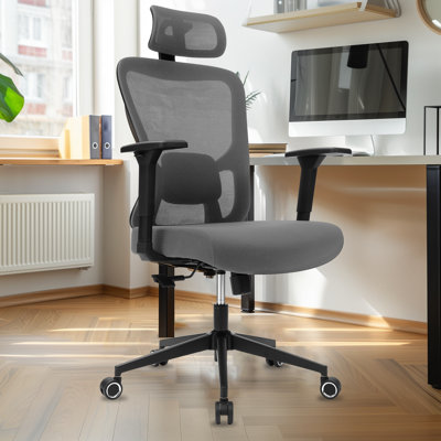 Heavy Duty Ergonomic Desk Office Chair, High Back Home Computer Chair With Adjustable Swivel 3D Armrests For Comfort Lumbar Supports Up To 400Lbs by Inbox Zero