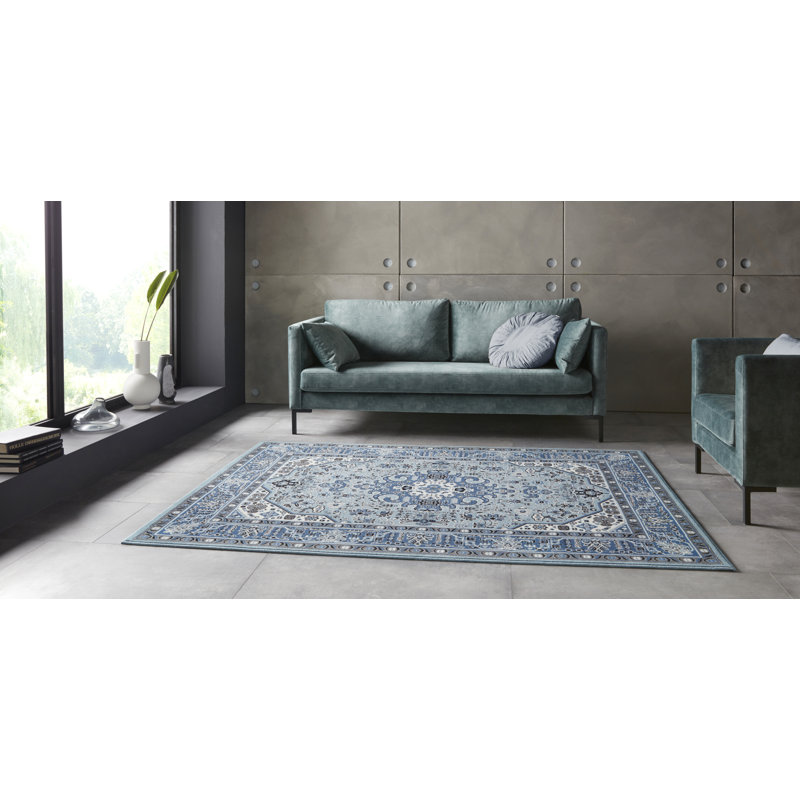 Skazar Isfahan Tufted Blue Rug, Rectangle 200 x 290cm