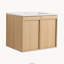 Meuble-lavabo flottant 24 po en chêne clair moderne avec lavabo, lavabo en céramique
