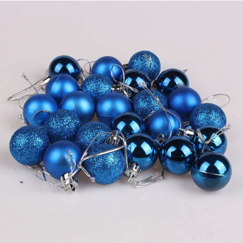 Ensemble de 24 boules de Noël décoratives avec mini boules suspendues incassables et scintillantes