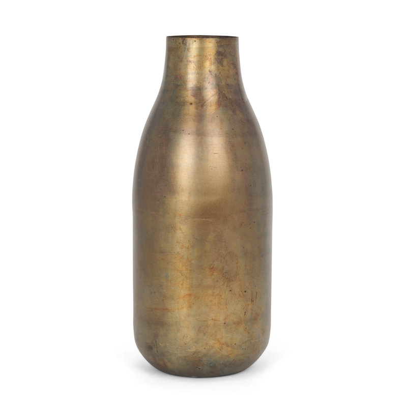 Vase en métal doré oxydé Lariah, H 6,69 po x l 6,69 po x P 2,09 po