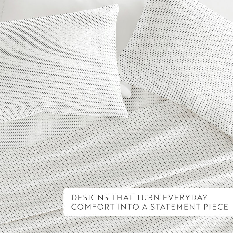 Stippled Dot Pattern Microfiber Sheet Set, Full, Gray