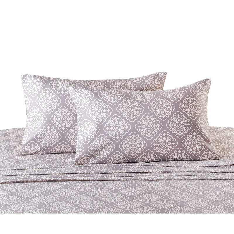 Giambrone Microfiber Damask Sheet Set, Queen