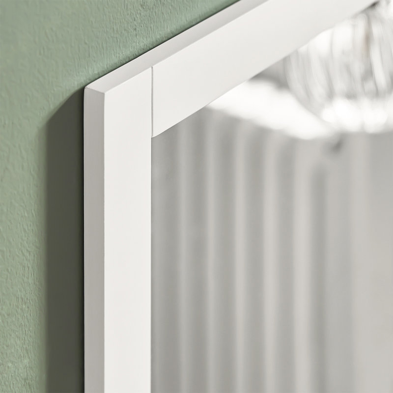 Wall Mounted Bathroom Mirror with Storage Shelf, Vanity Mirror, White