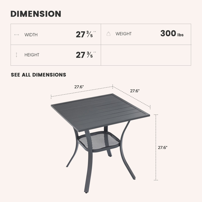 Hesson Outdoor Dining Table, Gray