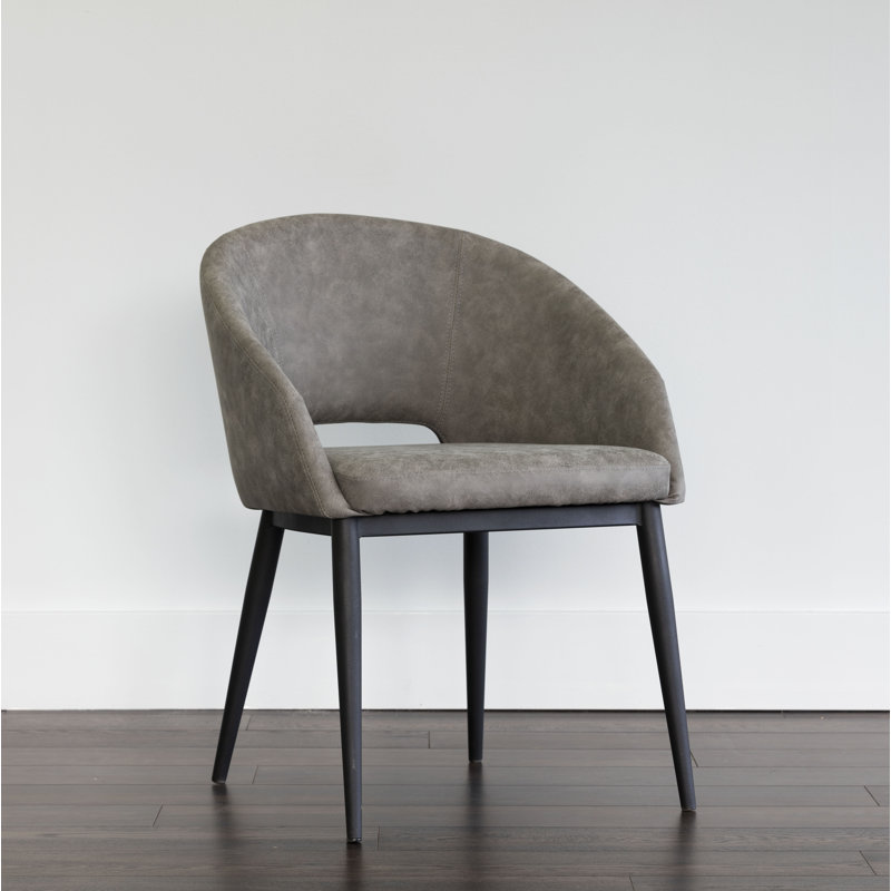 Urban Unity Upholstered Arm Chair, Gray , Black Faux Leather