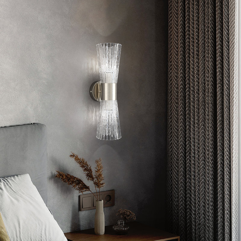 Éclairage pour salle de bain à 2 lumières en fer et nickel H 16,75 po Gilmer Gilmer, Nickel poli