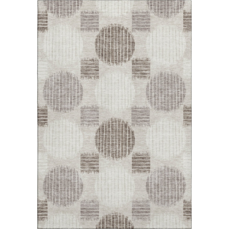 Premium Machine Washable Prisco Beige Rug, Rectangle 3' x 5'