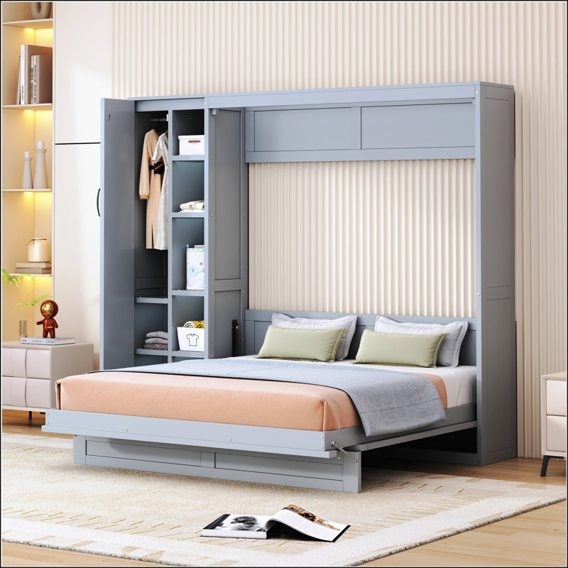 Grand lit escamotable avec tablettes