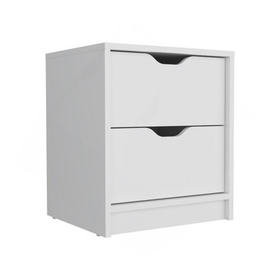 Double Drawer Nightstand 19"H, Bedside Table, White