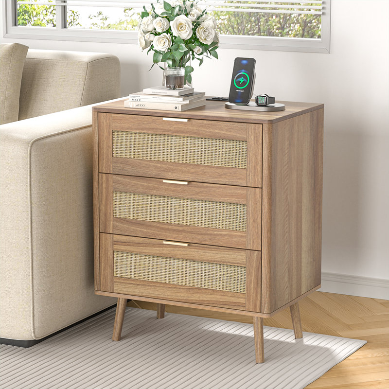 23.2’’ Tall 3-drawer Nightstand, Walnut