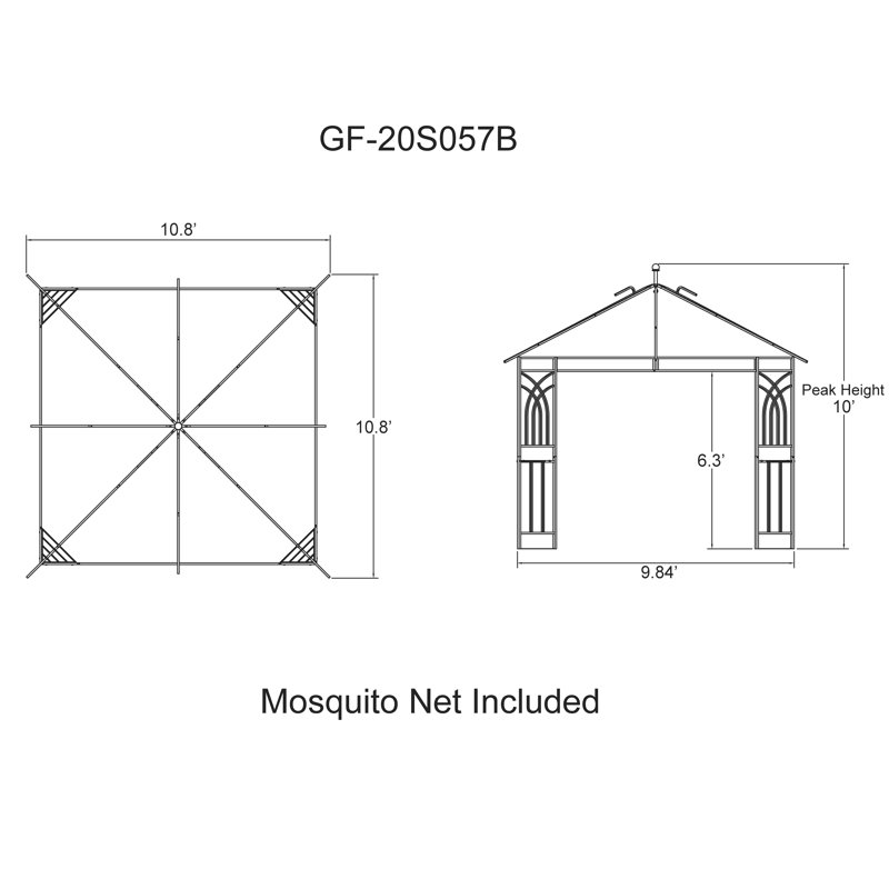 Harmony II 11' x 11' Beige Steel Patio Gazebo with Mosquito Net