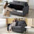 56.5'' Linen Loveseat Sofa with Storage Space Square  Arm-1464188460