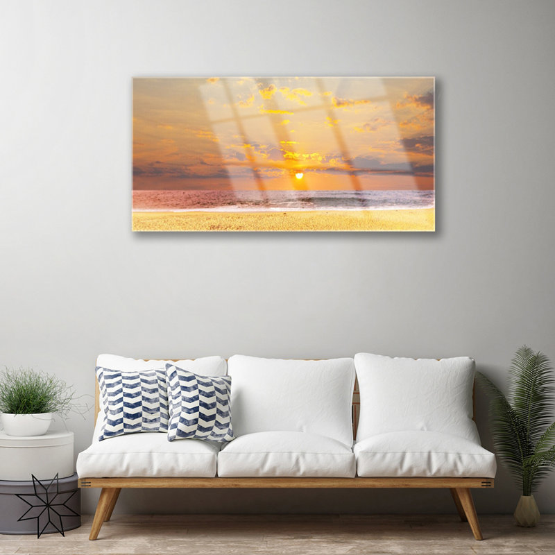 Landscape Sea Beach Sun - No Frame Print on Glass