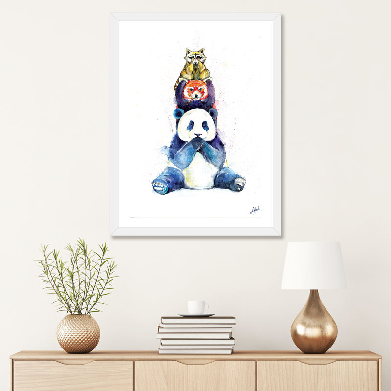 Décoration murale pour enfants Pandamium, H 24 po x l 16 po x P 1 po, Papier encadré blanc