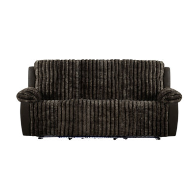 Jeya Manual Recliner Sofa, Wide Wale Faux Fur Fabric, Brown, 83 Inch