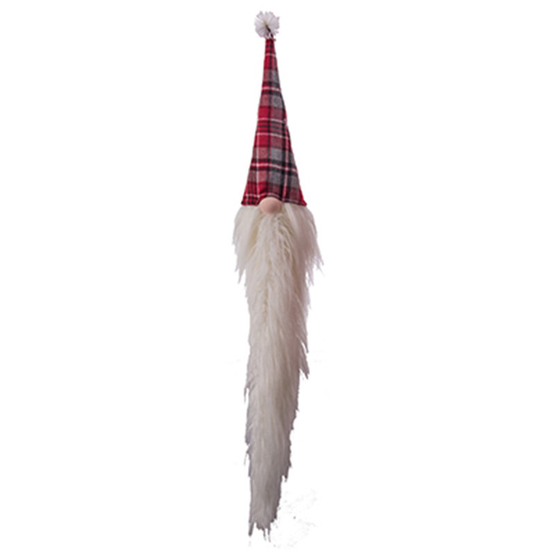 Tête de gnome avec une longue barbe et un chapeau écossais, H 37 po x l 3,9 po x P 5,5 po