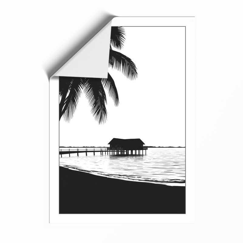 Pier Through Palms Coastal - Print, Unframed, A1 - 84.1 x 59.4 cm