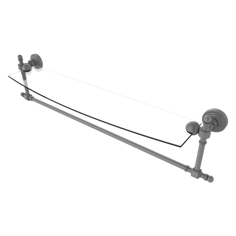 Retro Wave Bracket Shelf with Towel Bar, Matte Gray, 24"