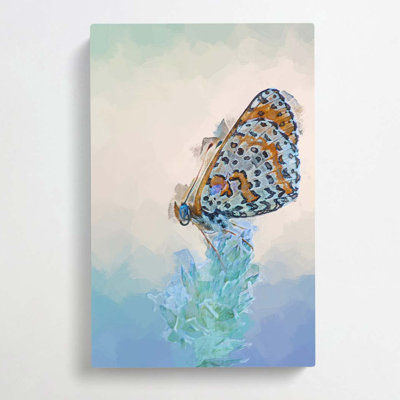 Butterfly Perched Upon A Flower In Abstract - Wrapped Canvas Print