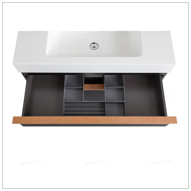 Meuble-lavabo flottant 36 po avec lavabo intégré et tiroirs à fermeture en douceur 36 po, Noir, 36"