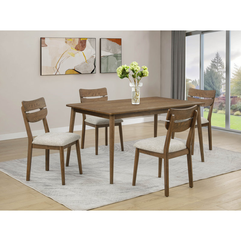 Table de salle à manger rectangulaire 1 pièce, style traditionnel contemporain, finition bois riche, mobilier de salon en bois brun