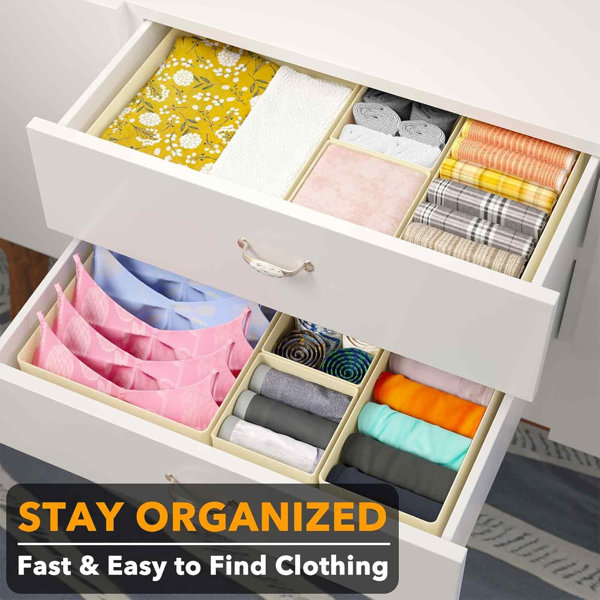 SpaceAid 18 Pack Drawer Organizer - 18 Pack Drawer Organizer Bins For Clothes %E2%80%93 Closet Storage Dividers For Dresser Drawers%2C Underwear%2C Socks%2C And Clothing