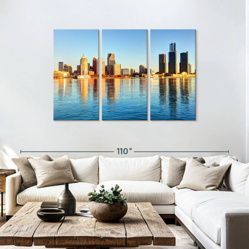 Nicci Detroit Waterfront Skyline, H 48 po x l 74 po