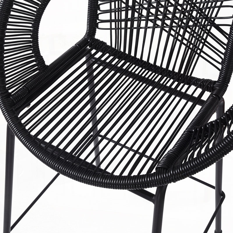 Tabourets de bar en osier d'extérieur, Noir