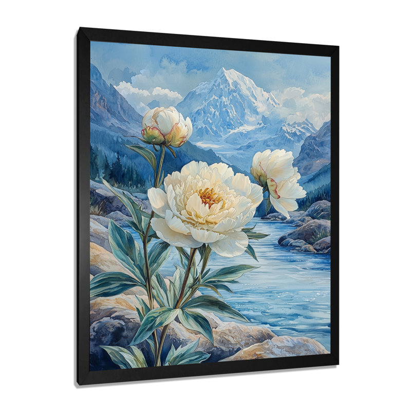 Geovanny - salon d'art mural floral, H 32 po x l 24 po, Reproduction encadrée d'une seule photo, Noir, noir, noir, noir