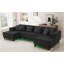Canapé modulaire moderne en forme de U avec bande lumineuse à DEL RVB et 6 coussins, spacieux et confortable pour le salon, noir-1465390978