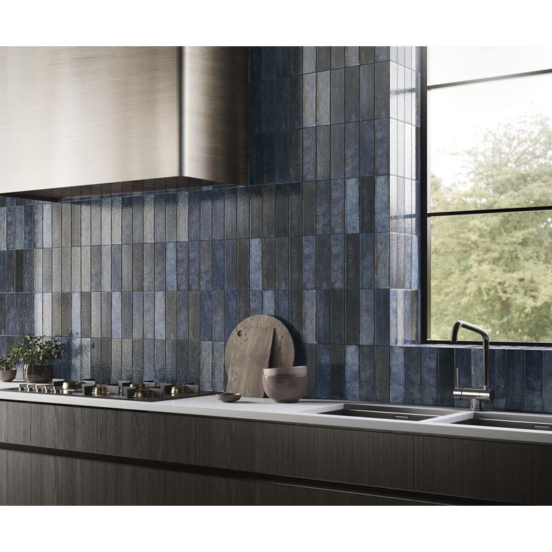 Artifact 2.5 in. x 9 in. Handmade-Look Porcelain Wall Tile (8.10 Sq. Ft. / Case), Indigo
