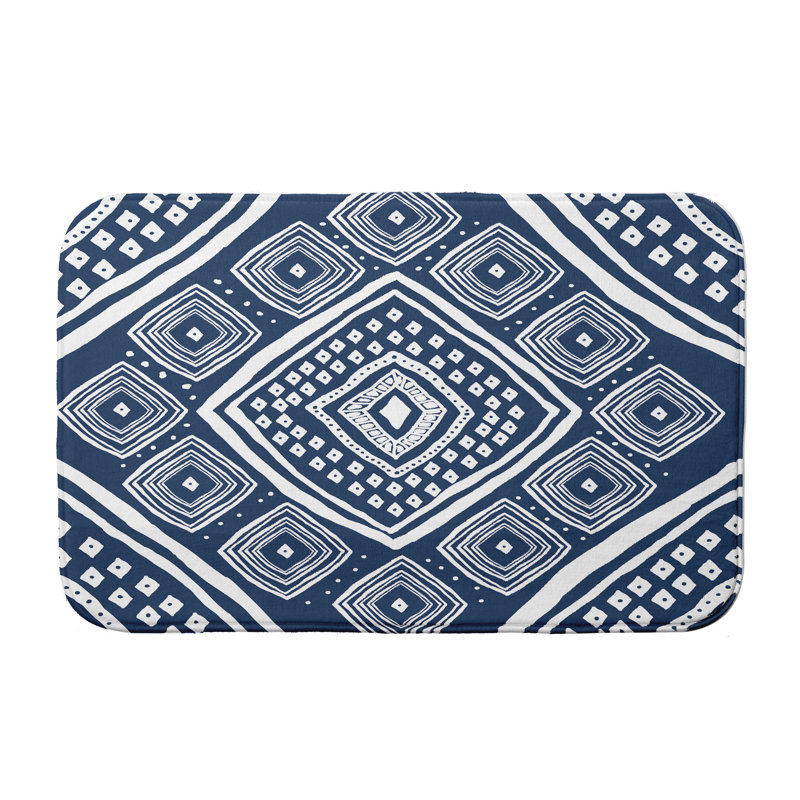 Euharlee Non-Slip Bath Mat, Blue, 21" W x 34" L