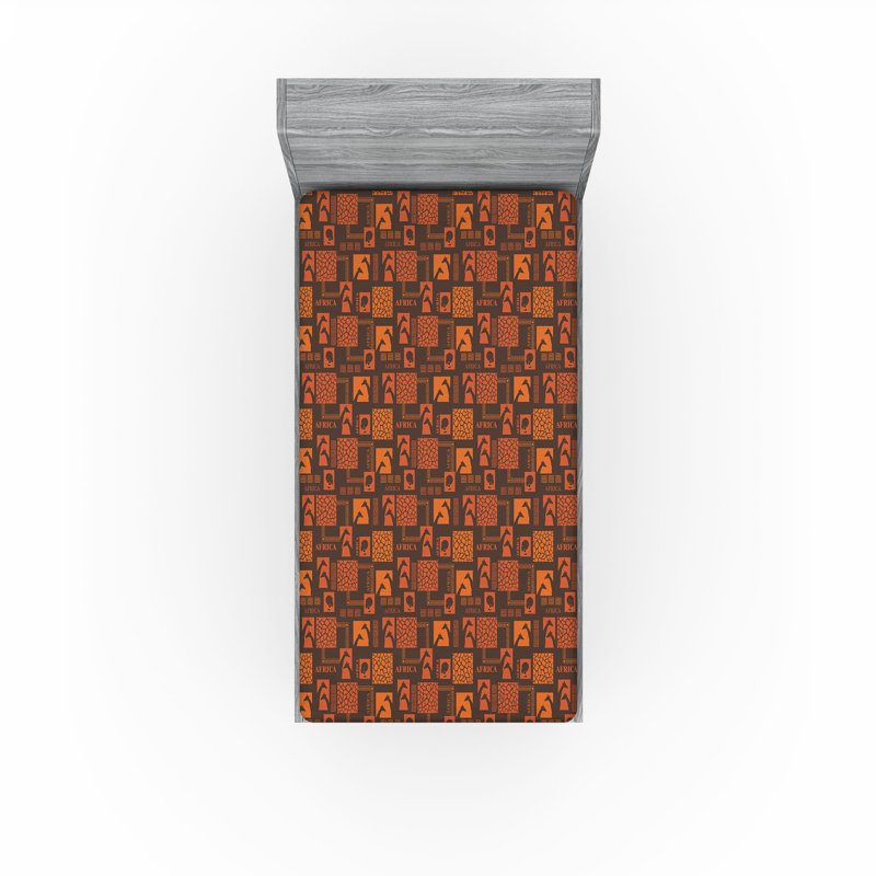 Drap-housse Ambesonne, thème Afrique, Pop Art, Girafe, Lady Burnt Sienna, abricot, Twin Fitted Sheet