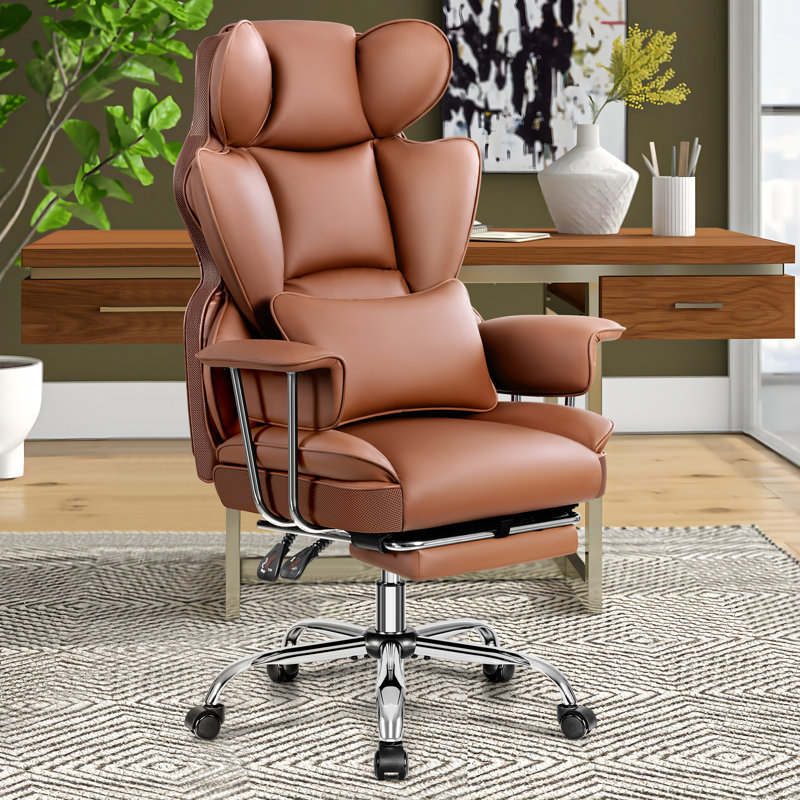 Faux Leather Executive Computer Chair, Brown