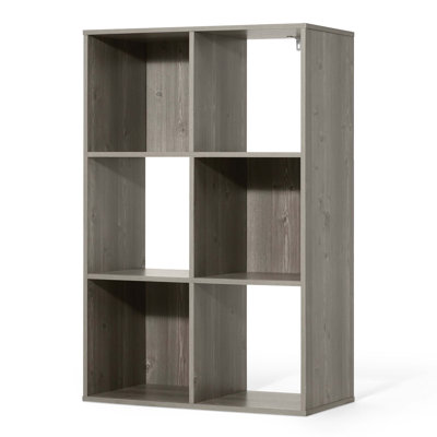 CAPHAUS Zaza 6 Cube 11-Inch Cube Storage Organizer Shelf Bookcase, Rustic Grey Oak or White