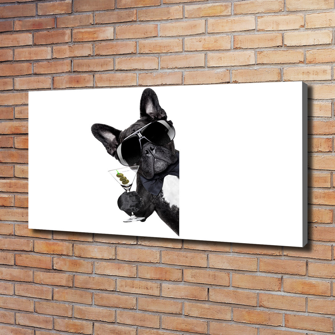 Hund mit Martini - Kunstdrucke auf Leinwand