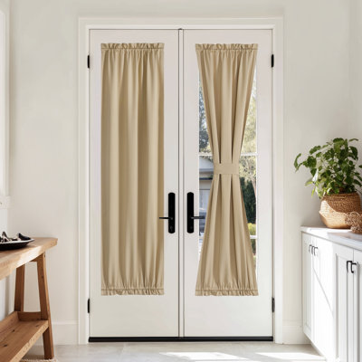  100% Blackout Door Curtain Thermal Insulated Privacy Curtain for French Front Door with Tieback, Room Darkening Window Covering for Kitchen, 1 Panel