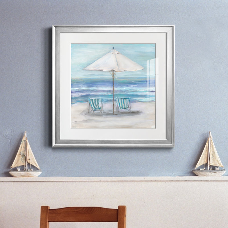 Gulf Shores II - peinture encadrée, Argent, H 22,5 po x l 22,5 po x P 1,5 po