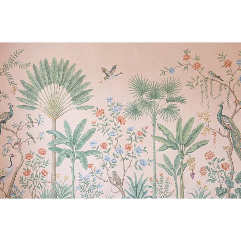 Papier peint oiseaux tropicaux de style tropical, Non-Woven Nonpasted, 140" x 108"