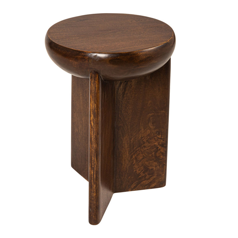 Semi-Sphere Mango Wood Accent Table with Solid Legs