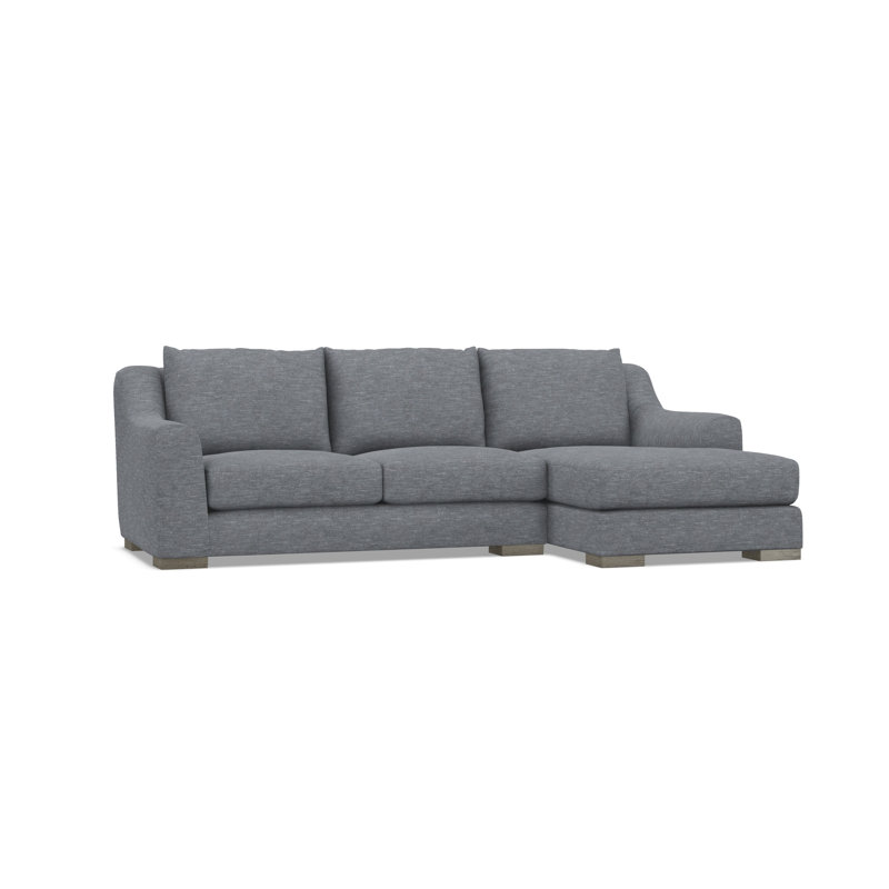 Gabi 3-Piece Fabric Sectional, Gray Polyester Blend, 35" H x  105" W x 63.5" D, Right Hand Facing