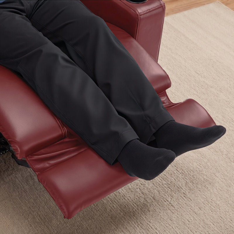 Power Recliner Chair, Home Theatre Seating with Adjustable Headrest, USB & Type C Port, LED Light & Armrest Storage, Red