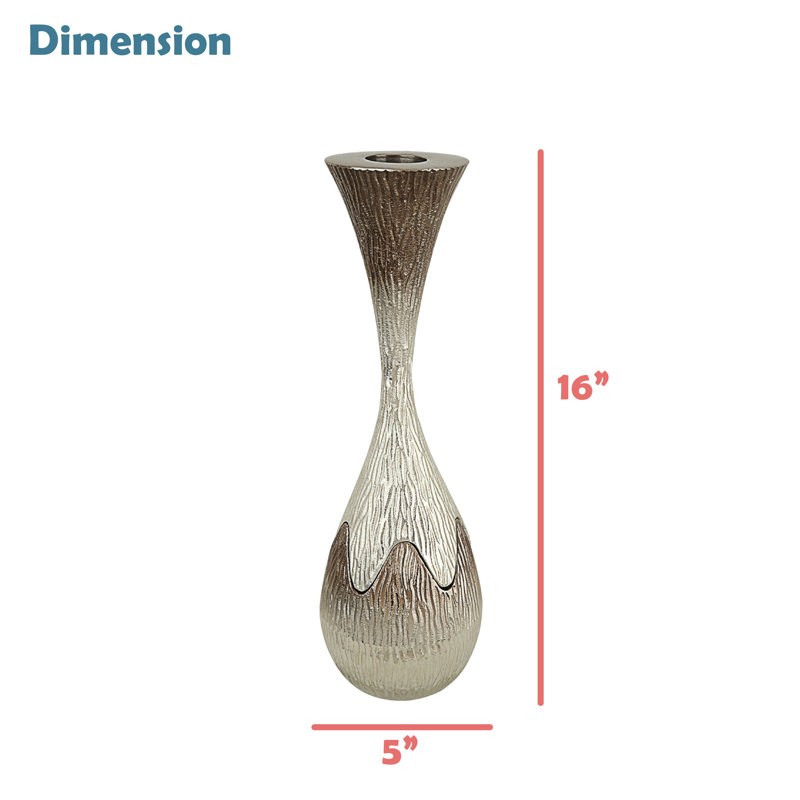 Aluminum Tabletop Candlestick, 16" H x 5" W x 5" D