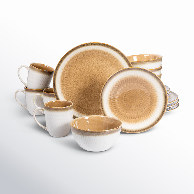 Gibson Elite Moonstruck 16-Piece Dinnerware Set, Orange