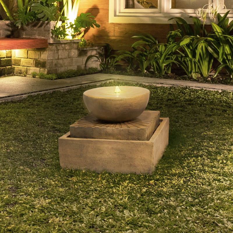 Hand Crafted Weather Resistant Floor Fountain with Light
